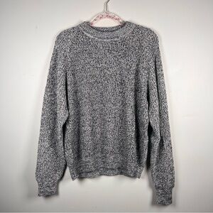 Vintage St John’s Bay White Black Knit Fisherman Crewneck Sweater Academia XL